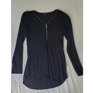 Black long sleeve with gold zipper collar